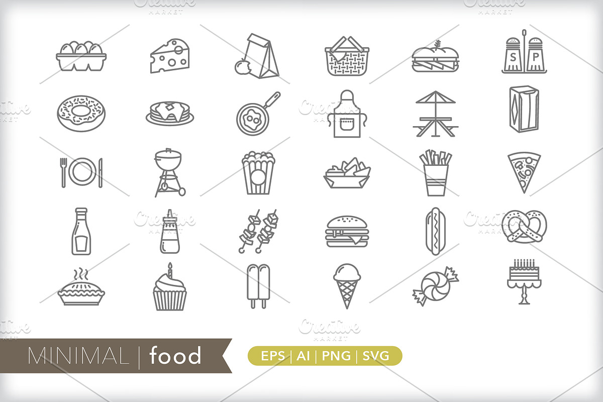 Minimal food icons in Food Icons - product preview 8