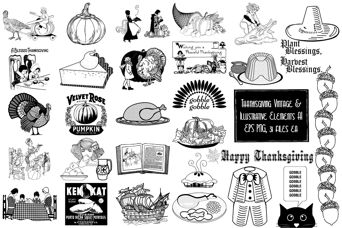 Thanksgiving Vintage/Illustrative in Illustrations - product preview 8