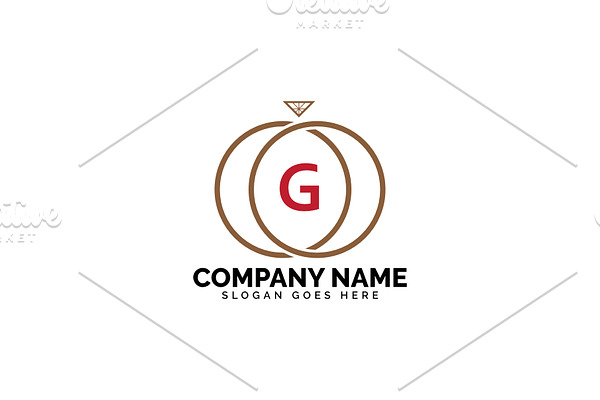 g letter ring diamond logo
