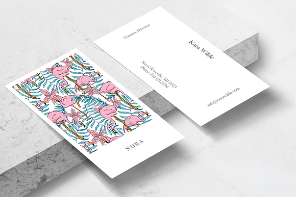 Boho Flamingo Business Card Template in Business Card Templates - product preview 1
