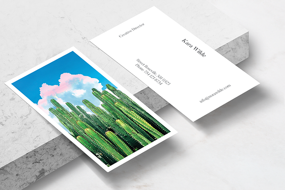 Cactus Summer Business Card Template in Business Card Templates - product preview 1