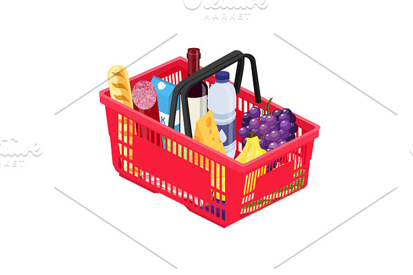 Isometric red plastic shopping
