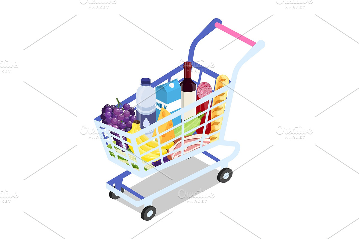 Isometric Shopping cart in Illustrations - product preview 8