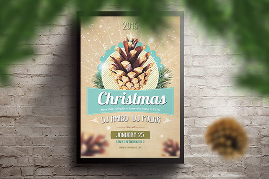 Retro Christmas Party Flyer PSD in Flyer Templates - product preview 8