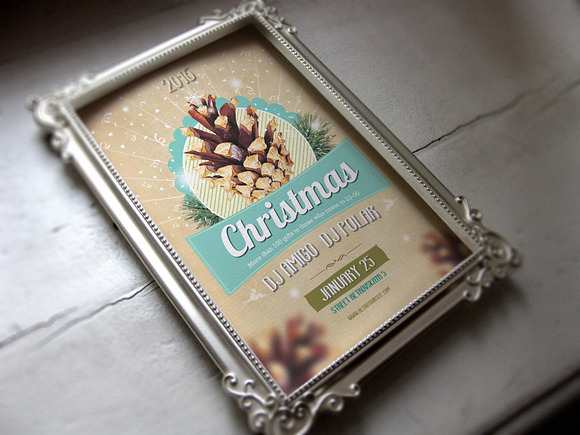 Retro Christmas Party Flyer PSD in Flyer Templates - product preview 1