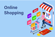 Isometric smartphone online shopping