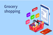 Grocery shopping online concept.