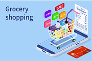 Online Grocery shopping concept.