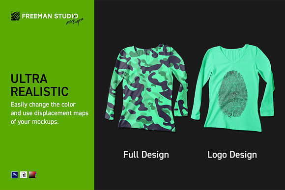 Longsleeve T-Shirt Mock-Up Set in Mockup Templates - product preview 2