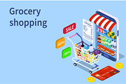 Online Grocery shopping concept.