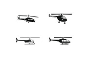 Helicopter icon set, simple style