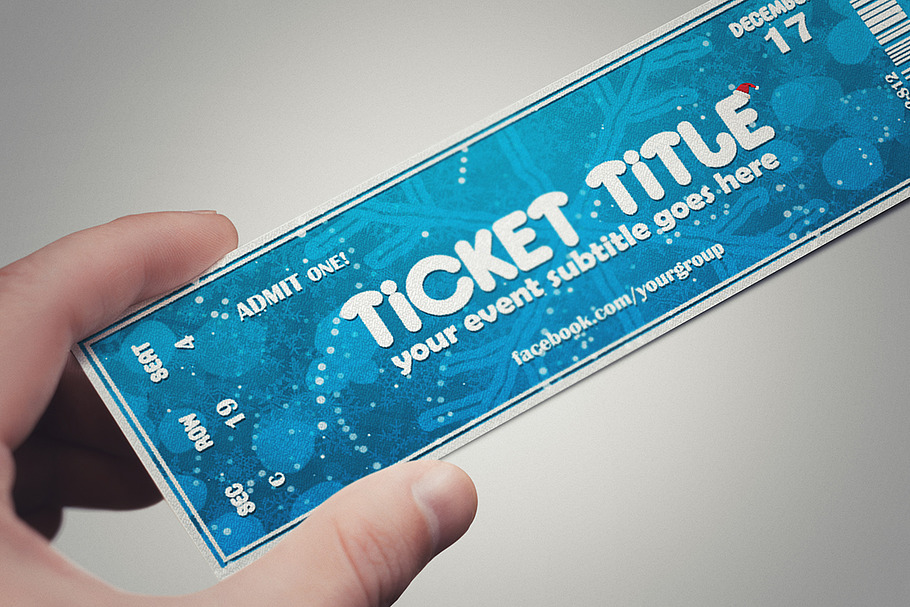 Blue Christmas ticket template