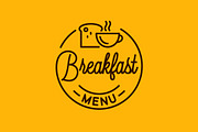 Breakfast menu logo. Round linear.