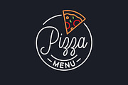 Pizza menu logo. Round linear logo.