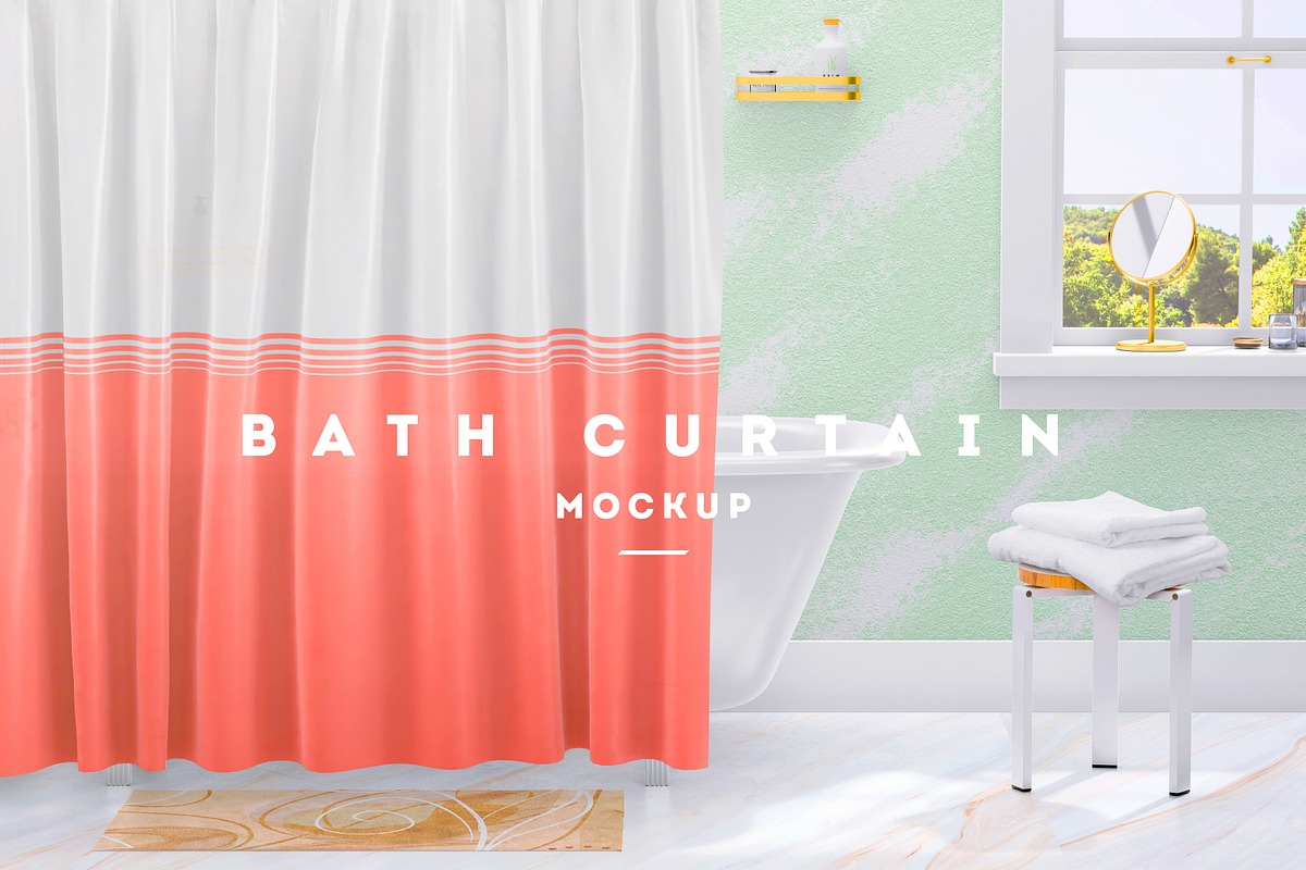 Bath Curtain Mockup 02 in Product Mockups - product preview 8