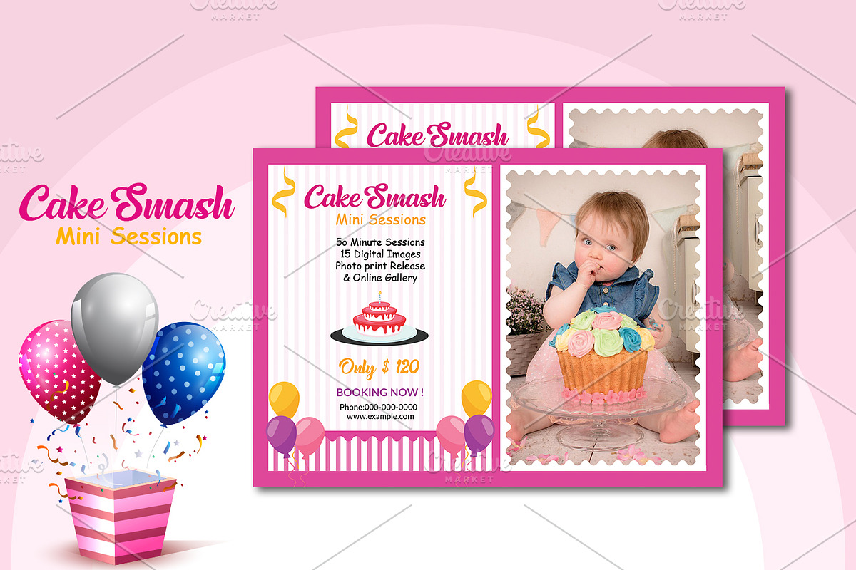 Cake Smash Mini Session - V1093 in Templates - product preview 8