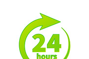 24 hours service, bright green icon