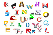 Colorful letter symbols and icons