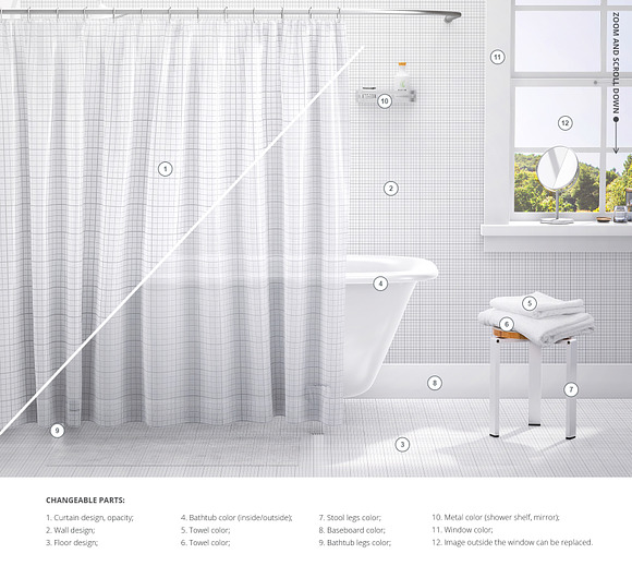 Bath Curtain Mockup 02 in Product Mockups - product preview 1
