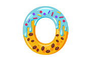 Donut cartoon O letter illustration