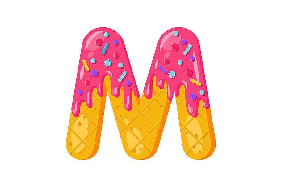 Donut cartoon M letter illustration in Add-Ons - product preview 8