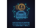 Car rental neon light concept icon