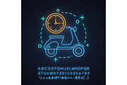 Scooter rent neon light concept icon