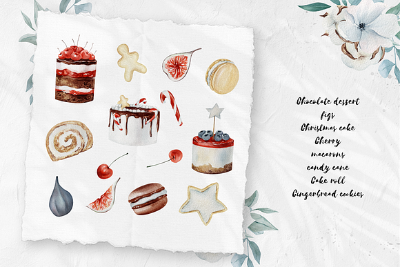 Christmas watercolor desserts in Illustrations - product preview 1