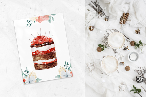 Christmas watercolor desserts in Illustrations - product preview 3
