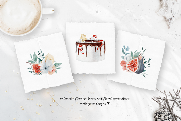Christmas watercolor desserts in Illustrations - product preview 5