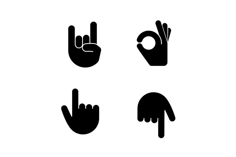 Hand gesture emojis glyph icons set in Icons - product preview 8