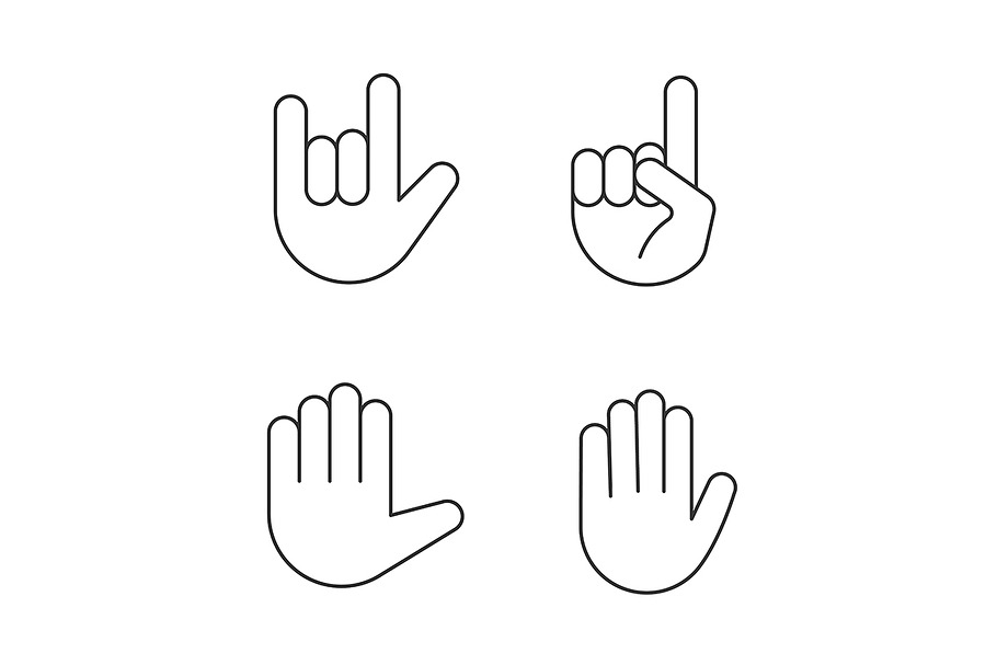 Hand gesture emojis linear icons set in Icons - product preview 8