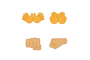 Hand gesture emojis color icons set