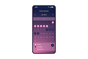 Period calendar smartphone interface