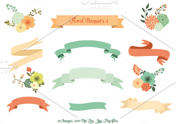 Floral Banners III. Vector Set in Illustrations - product preview 2