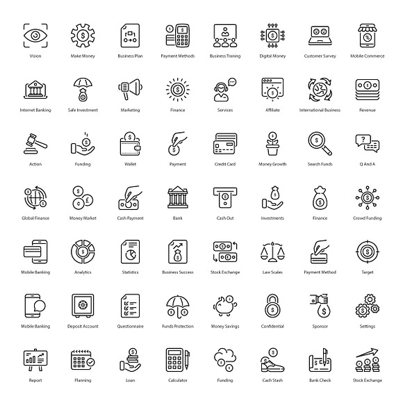 Finance 56 thin line icons in Money Icons - product preview 1