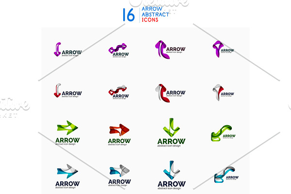 Set of arrow logo symbols, business
