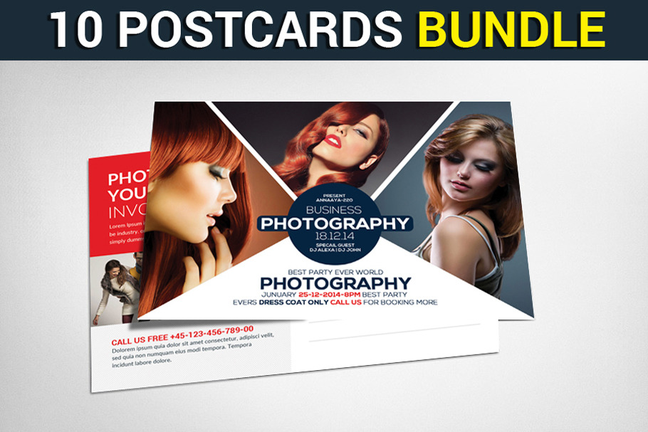 10 Business Postcard Bundle Template