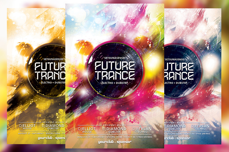 Future Trance Flyer in Flyer Templates - product preview 8