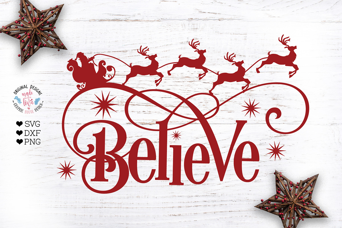 Believe Christmas Cut File in Illustrations - product preview 8