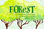 Watercolor trees clipart.