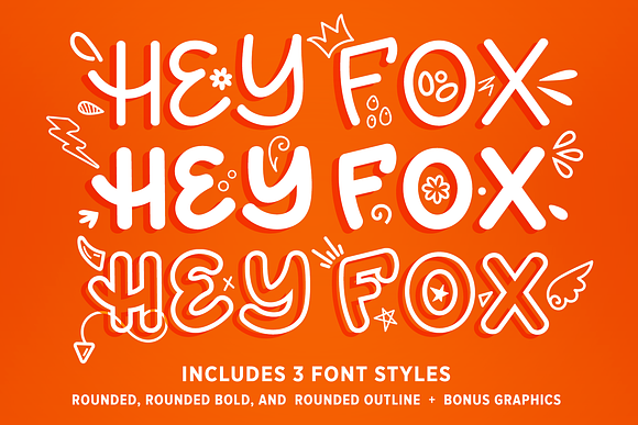 Hey Fox Rounded Font Trio + BONUS in Display Fonts - product preview 9