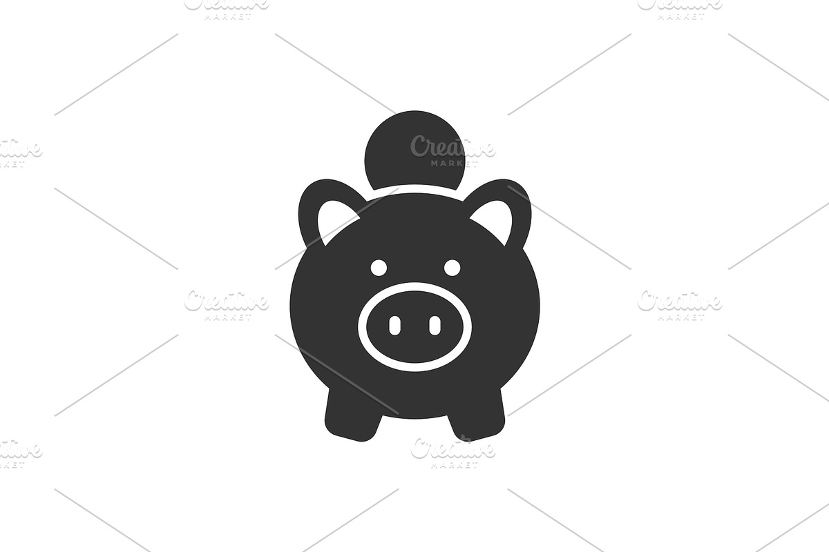 Put coin in piggy bank black icon in Icons - product preview 8
