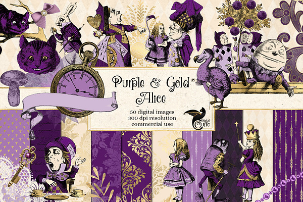 Purple & Gold Alice in Wonderland