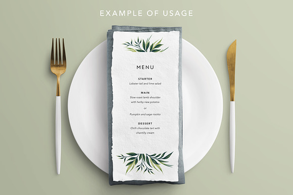 Greenery Foliage & Invite layouts in Illustrations - product preview 6