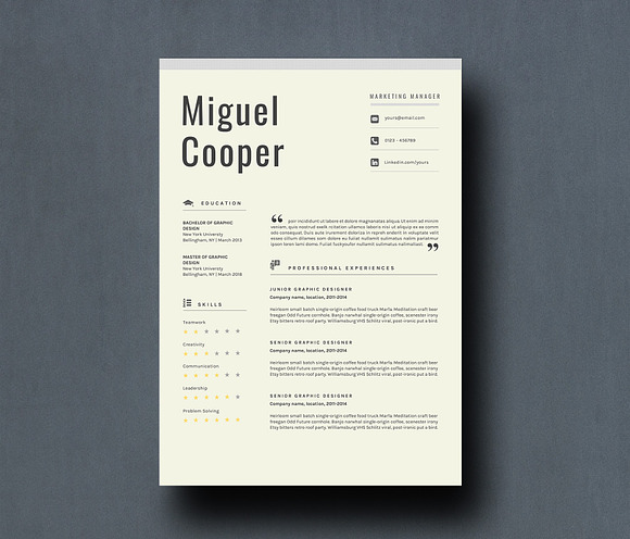 Resume Template - Cooper in Resume Templates - product preview 1