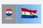 Paraguay waving flag vector