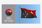 Papua New Guinea waving flag vector