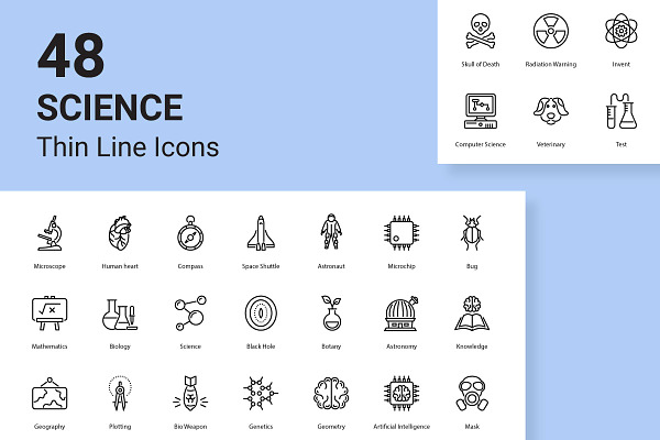 Science Related Thin Line Icons