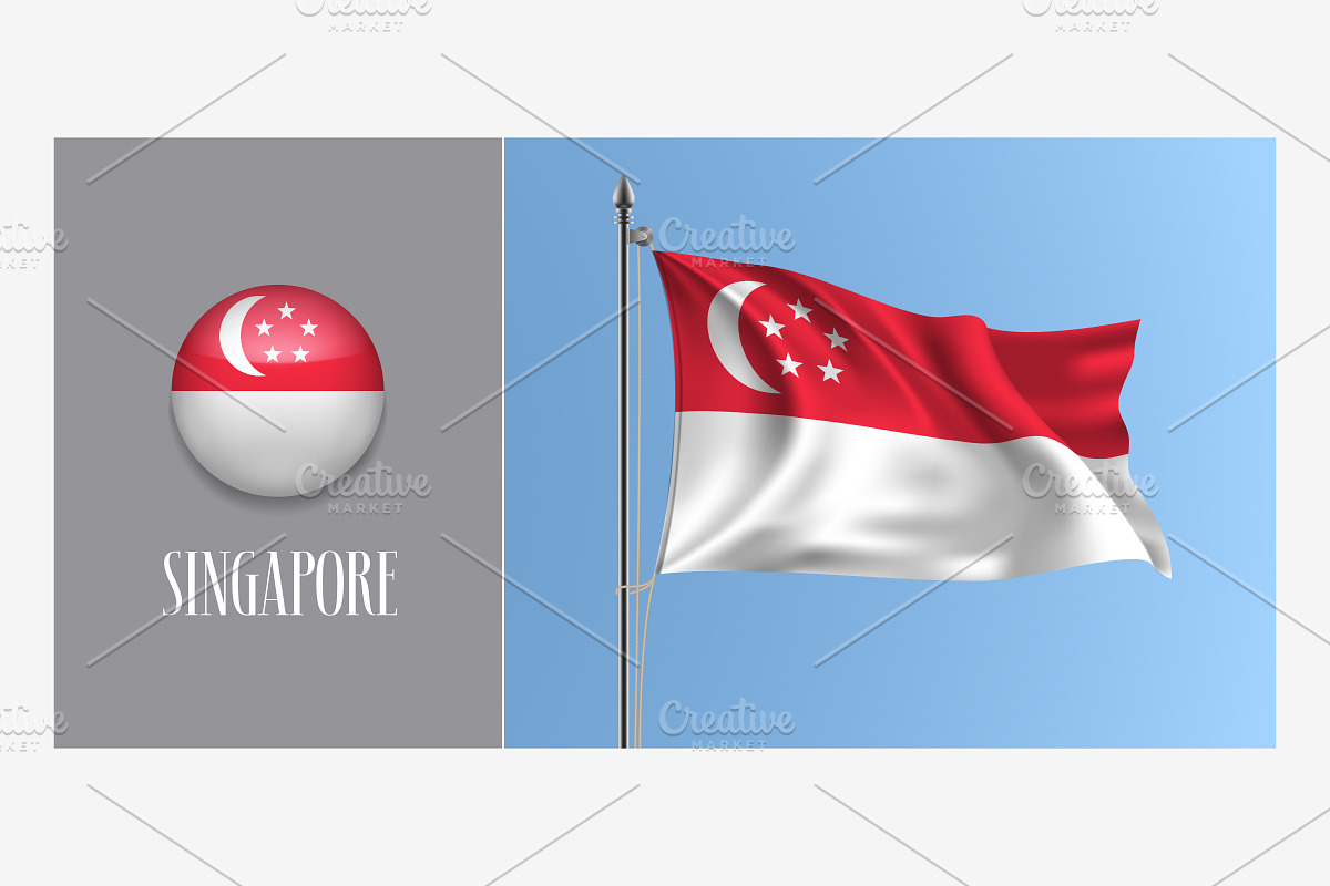 Singapore waving flag vector in Illustrations - product preview 8